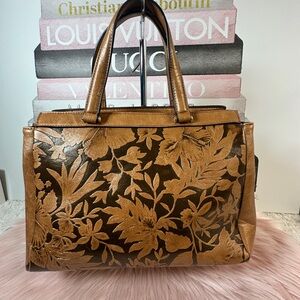 Mellow World Elegant Floral Brown Satchel